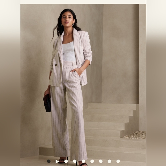 Linen High Rise Pants Strips - Picture 7 of 8